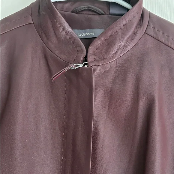 Liz Claiborne Deep Burgundy Leather Jacket - Picture 2 of 4